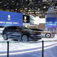 China Evergrande New Energy Vehicle Group Ltd.\'s Hengchi electric vehicles at the Shanghai Auto Show in April  | BLOOMBERG 