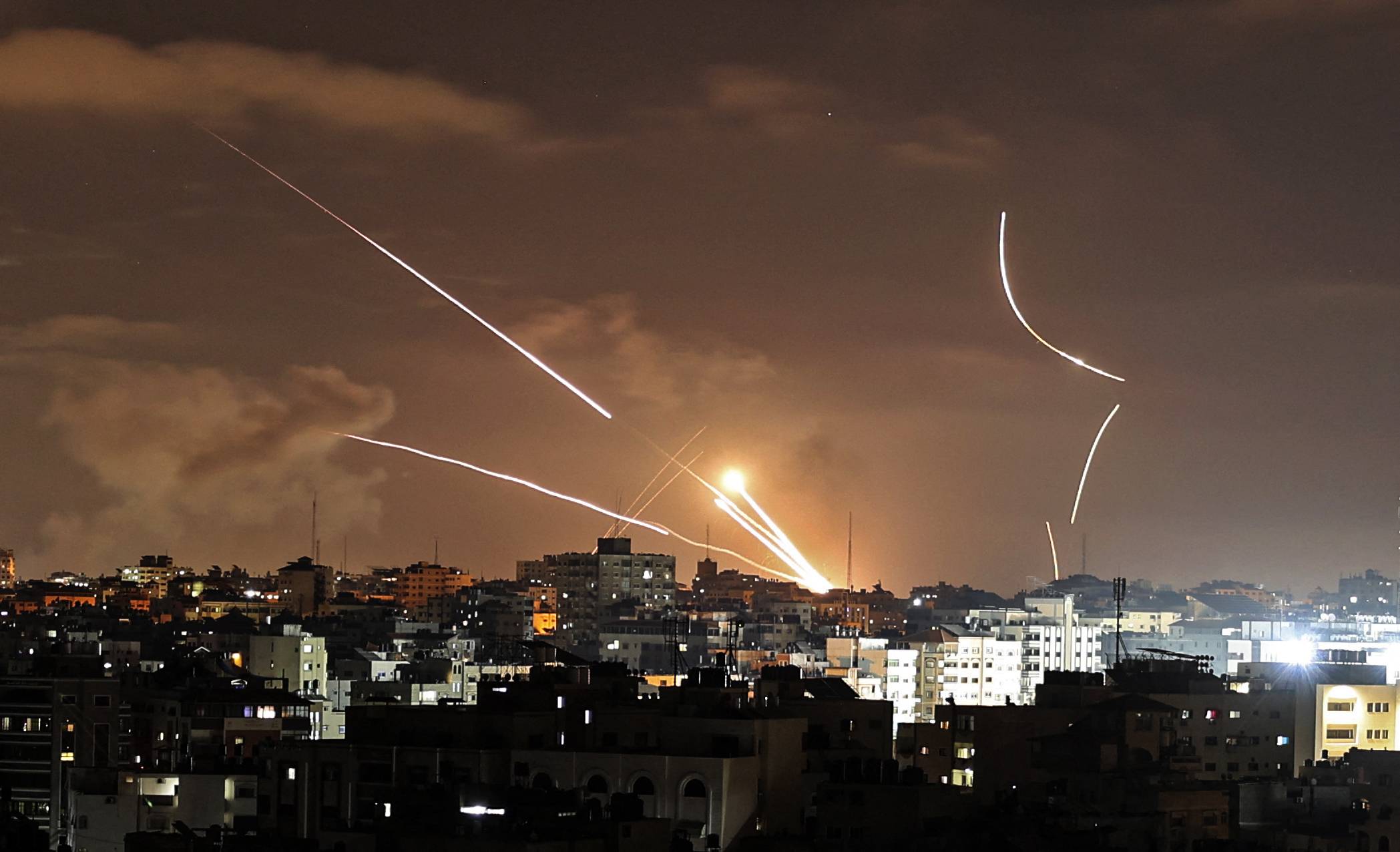 Rockets are launched from Gaza City toward Israel on Wednesday. | AFP-Jiji