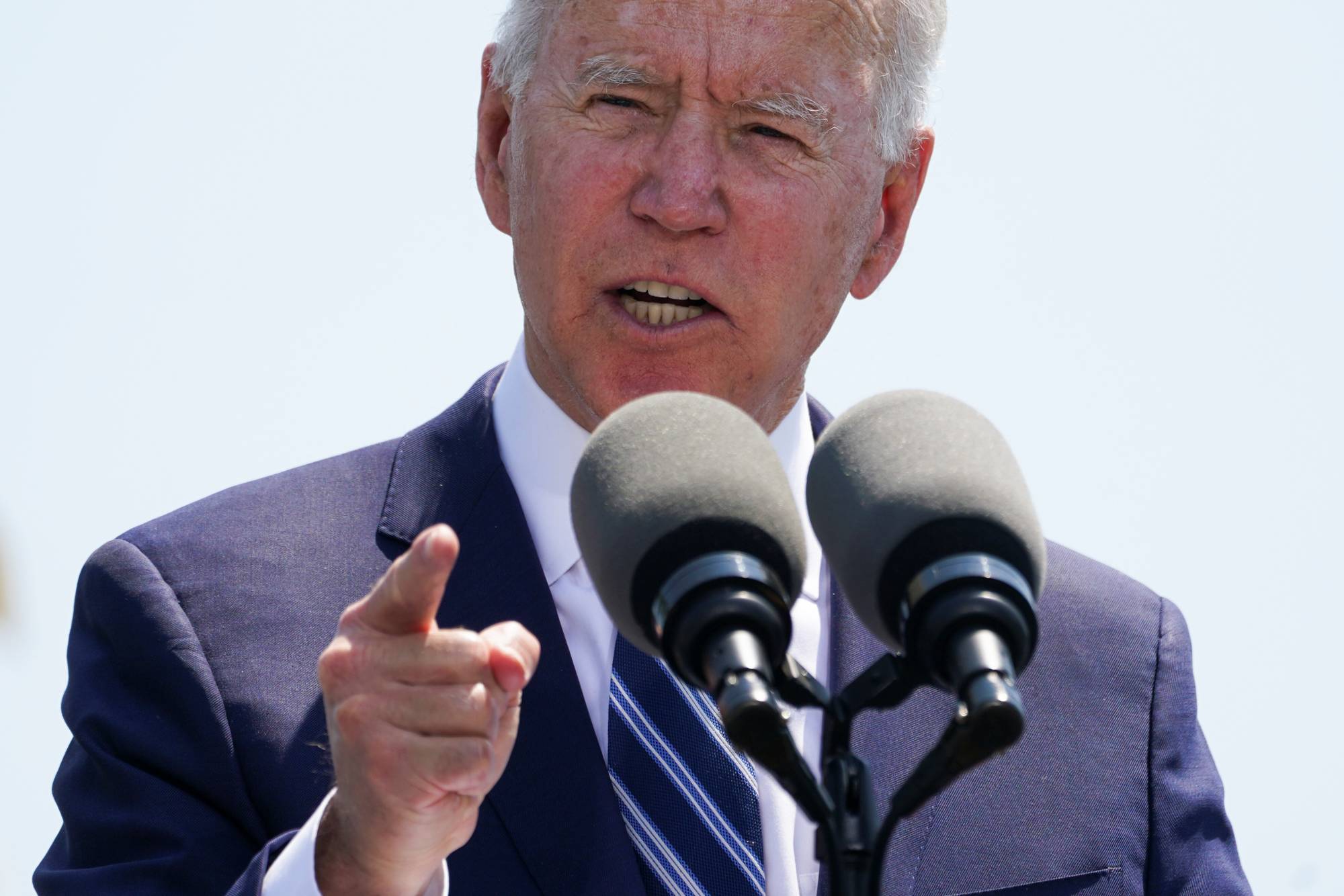 U.S. President Joe Biden speaks during the U.S. Coast Guard Academy commencement ceremony in New London, Connecticut, on Wednesday.  | Reuters 