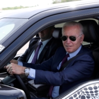 U.S. President Joe Biden tests the new Ford F-150 Lightning truck on Tuesday.  | REUTERS 