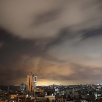 Gaza City prior to the start of a ceasefire between Israel and the two main Palestinian armed groups in Gaza on Thursday. | AFP-JIJI