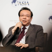 Lai Xiaomin, then the chairman of Huarong, attends the Boao Forum for Asia Financial Cooperation Conference in Hong Kong in 2016. | BLOOMBERG 