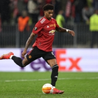 United striker Marcus Rashford received a number of racist messages on Twitter after his team\'s loss in the Europa League final on Wednesday. | AFP-JIJI