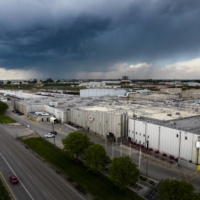 A JBS plant in Greeley, Colorado, on Tuesday. A cyberattack on JBS SA, the world\'s largest meat producer, has forced the shutdown of some of the largest slaughterhouses in the world.  | BLOOMBERG 