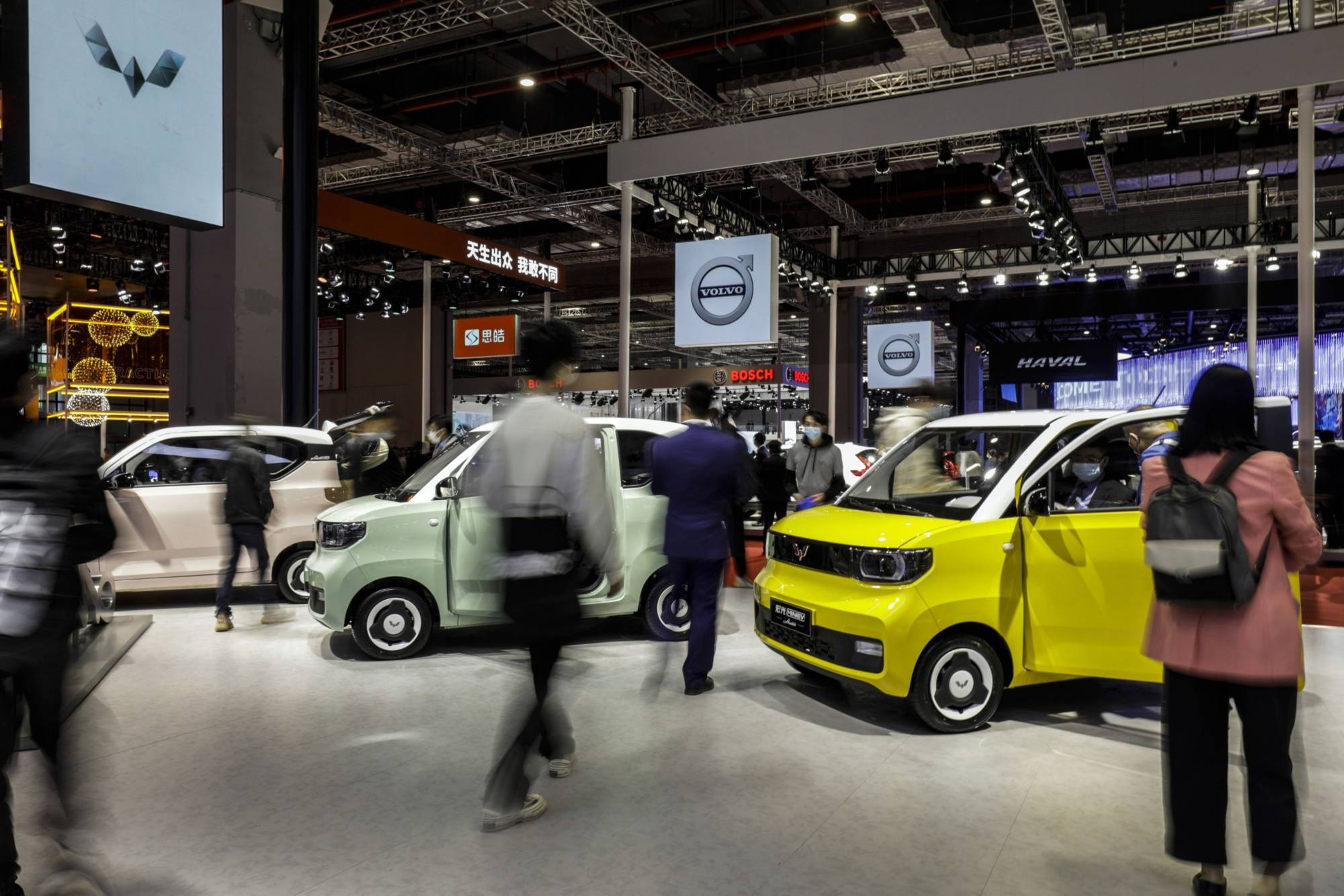 Wuling Hongguang Mini electric vehicles at the Shanghai Auto Show in April | Bloomberg 