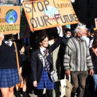 Students march during a rally calling for climate action in Melbourne on May 21.  | AFP-JIJI