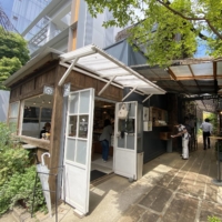 The distressed wooden facade of Shozo Coffee Store in Omotesando. | SOLVEIG BOERGEN
