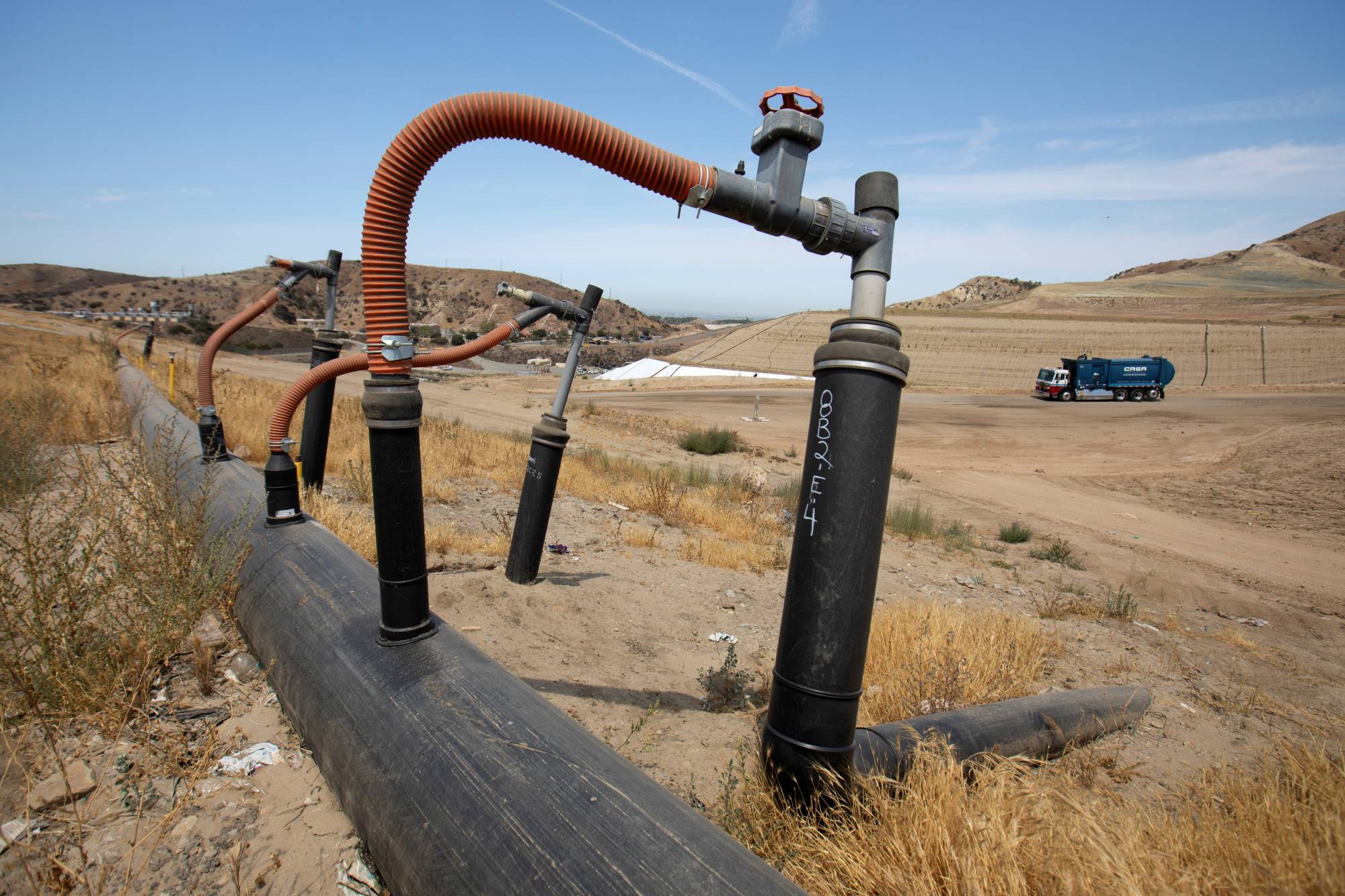 Gas collection well heads at the Frank R. Bowerman landfill in Irvine | Reuters 
