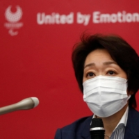 Tokyo Organising Committee President Seiko Hashimoto speaks at a news conference in Tokyo on Wednesday. | POOL / VIA AFP-JIJI