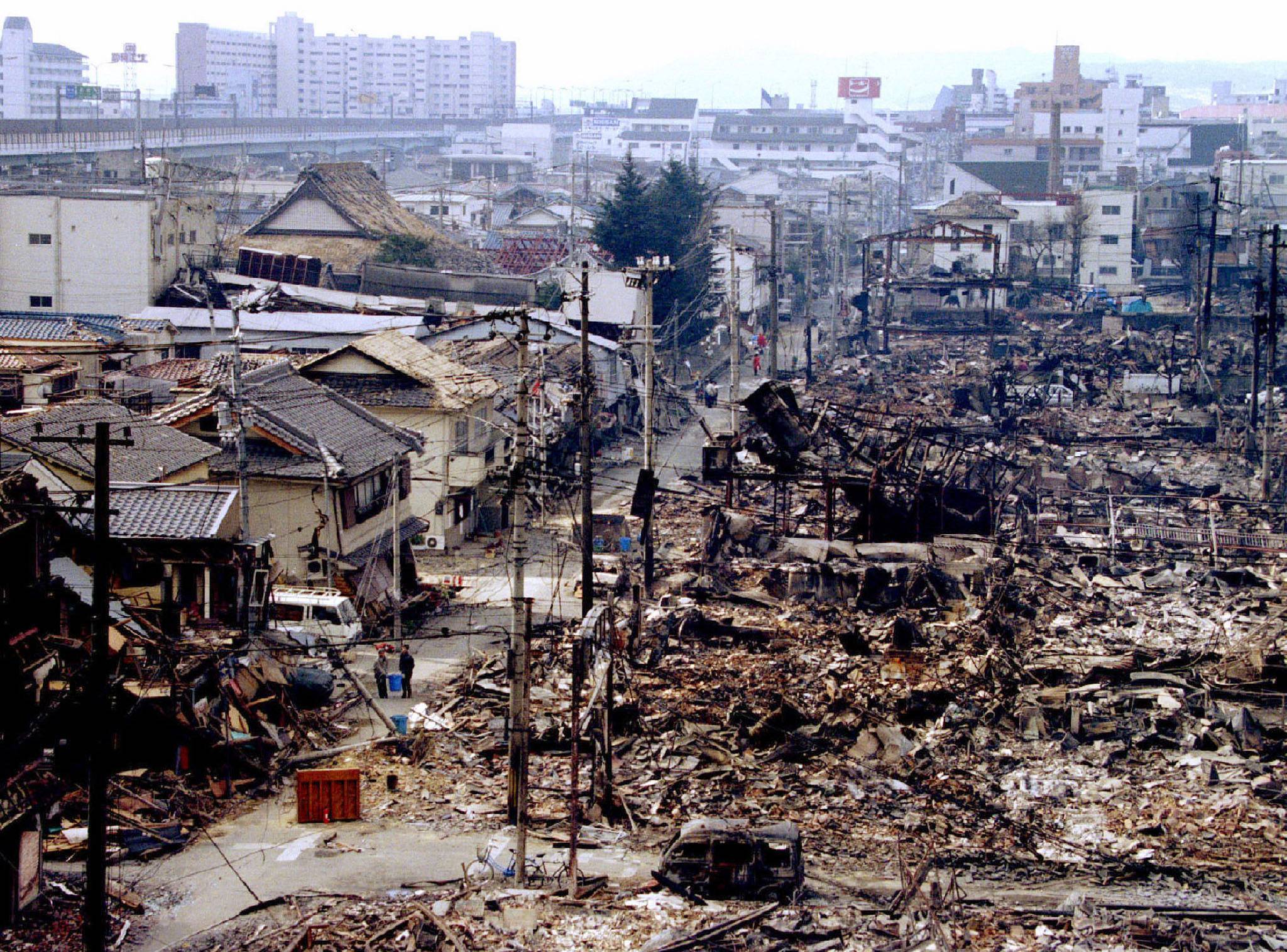 The wreckage of homes in Kobe in January 1995. The Great Hanshin Earthquake killed at least 6,430 people. KM/CF/HB | Reuters