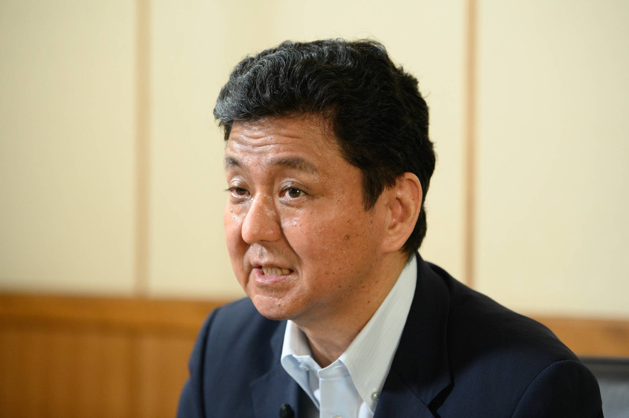 Defense Minister Nobuo Kishi speaks during an interview in Tokyo on Thursday. | BLOOMBERG