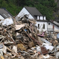 Debris in Dernau near Bad Neuenahr-Ahrweiler, western Germany, on Thursday | AFP-JIJI
