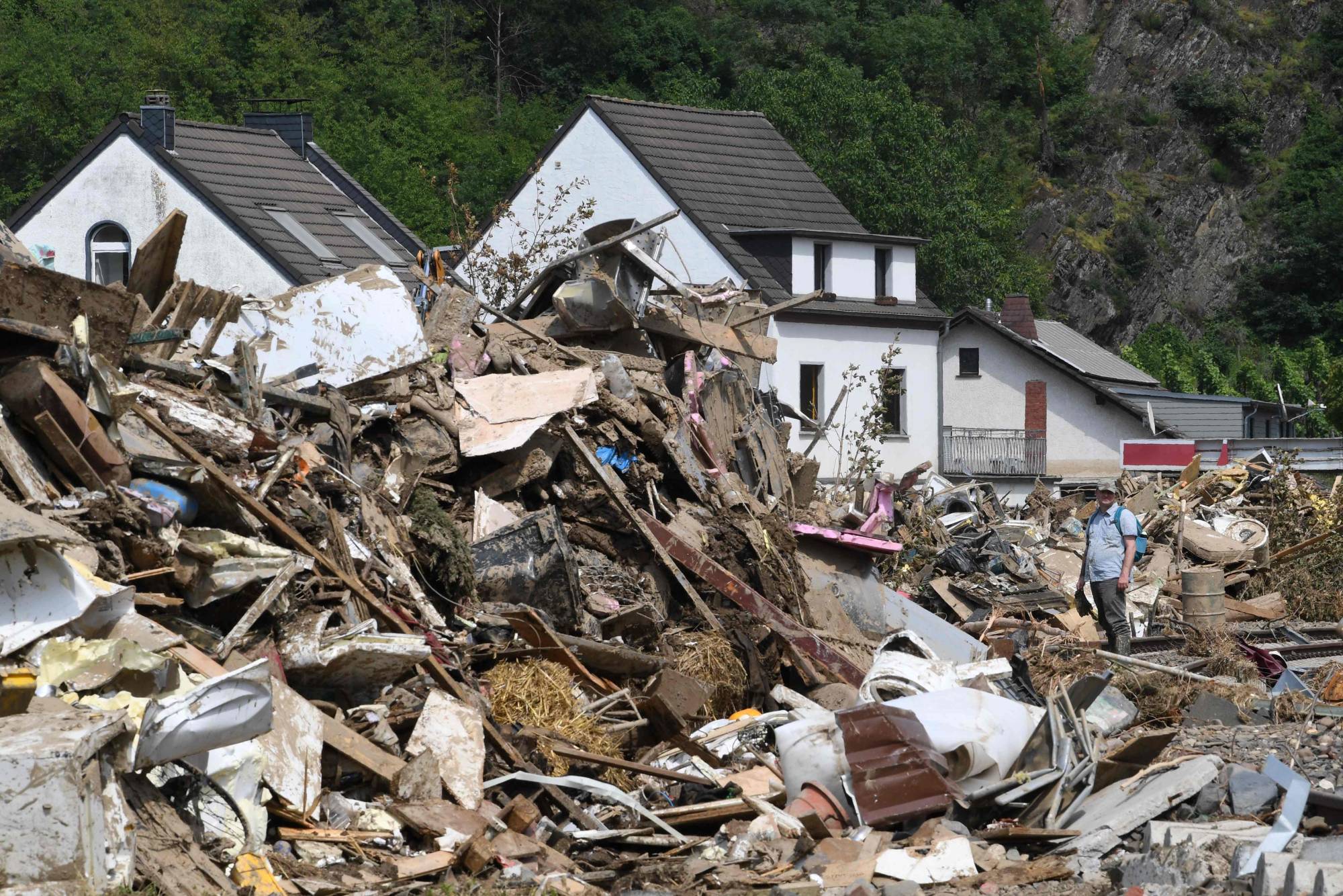 Debris in Dernau near Bad Neuenahr-Ahrweiler, western Germany, on Thursday | AFP-Jiji