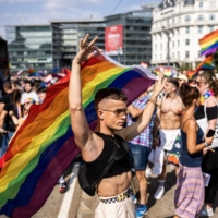 Attendees at the Budapest Pride Festival on Saturday | BLOOMBERG 