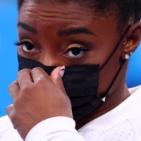 Simone Biles at Ariake Gymnastics Centre in Tokyo on Tuesday | REUTERS