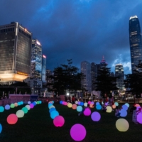 A light show marks the centenary of the Chinese Community Party and the anniversary of Hong Kong\'s return to Chinese rule at Tamar Park in Hong Kong, China, on Thursday, July 1. | BLOOMBERG 