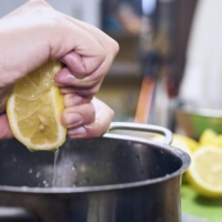 Juice the lemons, remove any seeds and reserve the liquid for another use. | ALEX FISHER

