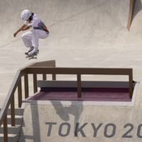 Momiji Nishiya of Japan competes in the women\'s street skateboarding competition on Monday.  | ALEXANDRA GARCIA / THE NEW YORK TIMES