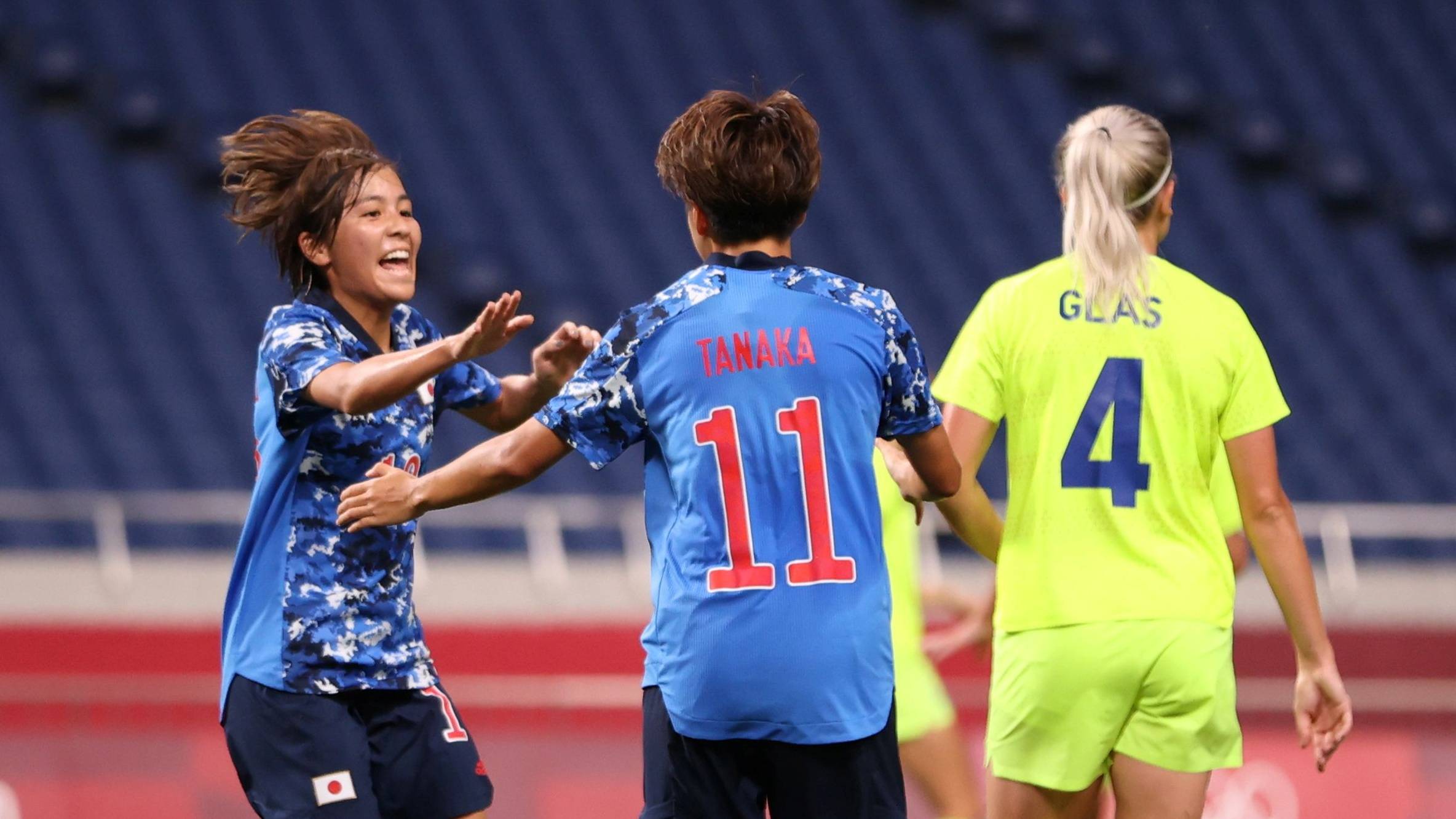 Striker Mana Iwabuchi (left) thinks Japan's players may need to consider moves overseas in order to improve. | Reuters