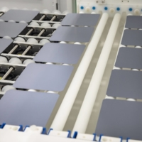 Monocrystalline silicon wafers like these become either n-type or p-type materials depending on which chemicals they\'re doped with.  | BLOOMBERG 