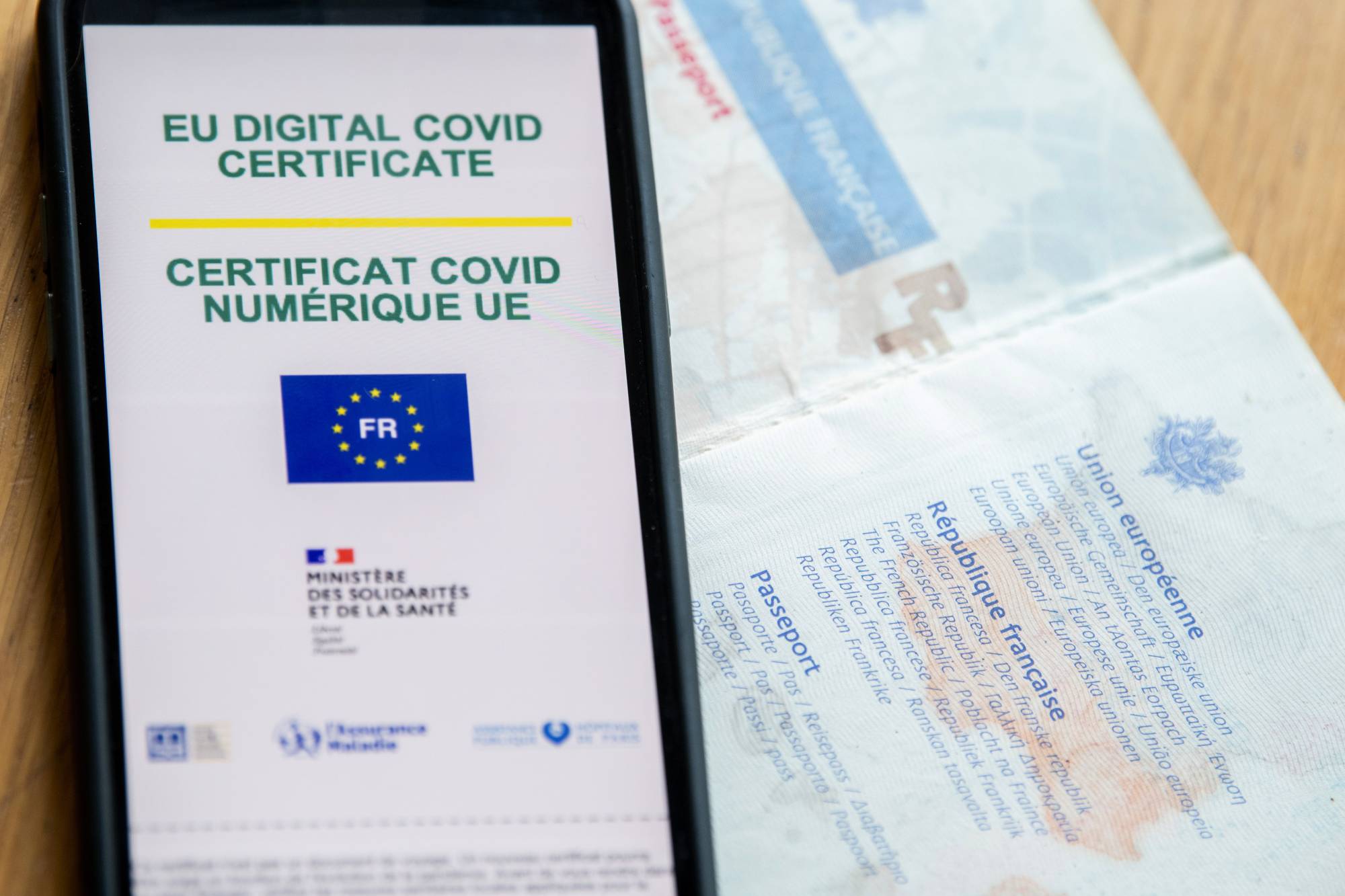 The European Union's digital COVID-19 certificate displayed on a smartphone | BLOOMBERG