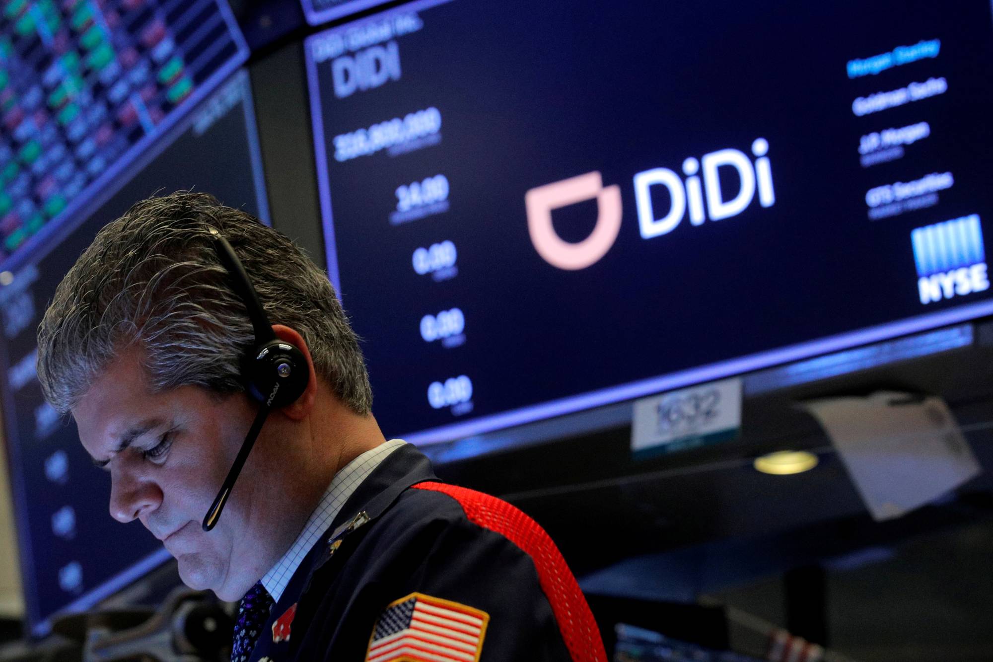 A trader works during the IPO for Chinese ride-hailing company Didi Global Inc. on the New York Stock Exchange floor on June 30. | Reuters 