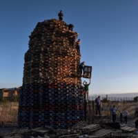 Huge bonfires are an integral part of the July 12 tradition, unionists say. | BLOOMBERG 