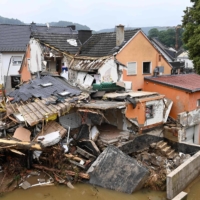 A destroyed house is see after floods caused major damage in Schuld, near Bad Neuenahr-Ahrweiler, Germany, on Friday. | AFP-JIJI