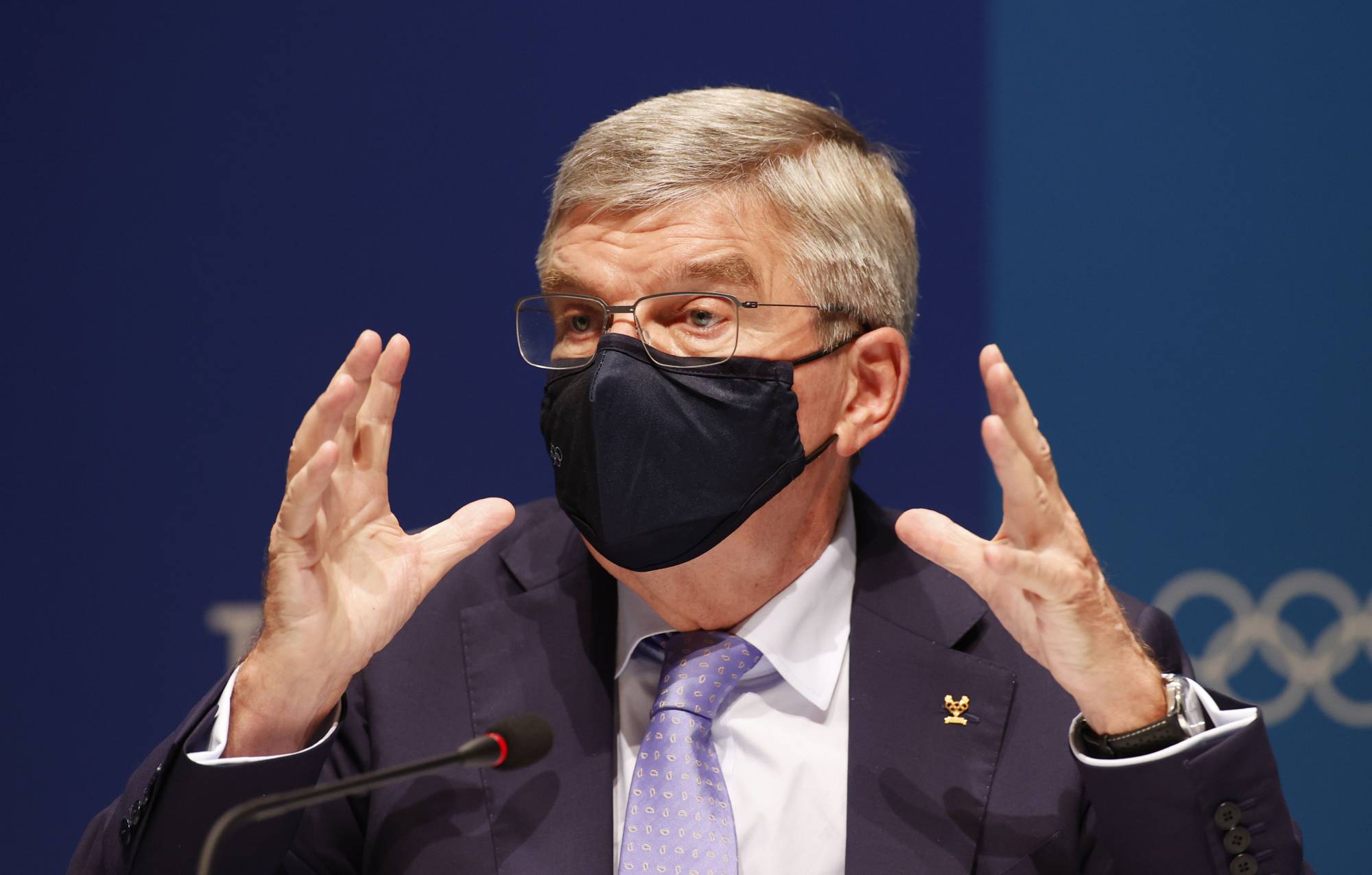 IOC President Thomas Bach speaks during a news conference in Tokyo on Saturday.  | REUTERS