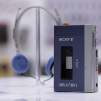 Sony Corp.\'s first Walkman TPS-L2 portable stereo cassette player (center) was once a symbol of Japan\'s technological superiority on the global stage. | BLOOMBERG