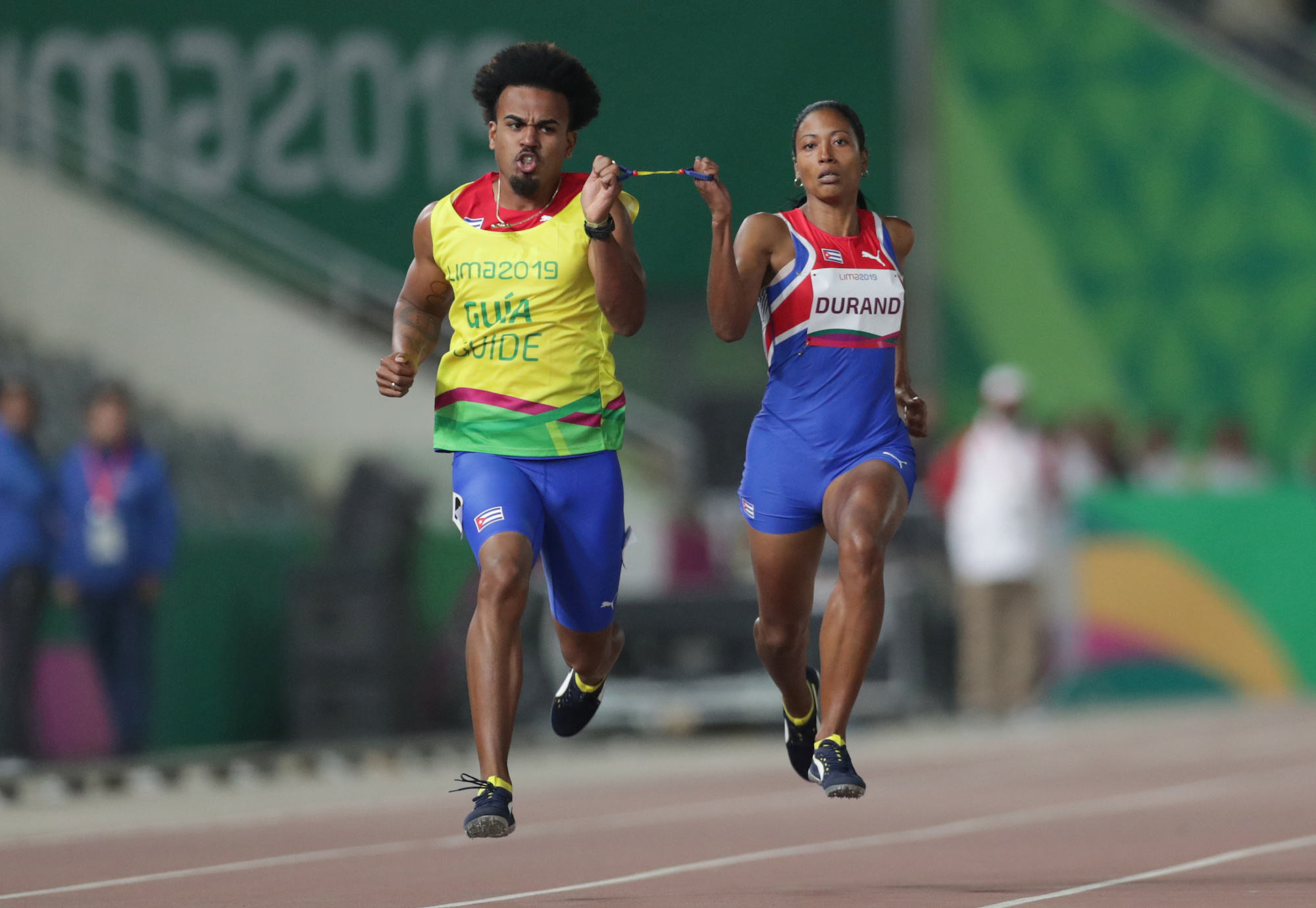 Cuba's Omara Durand and Yuniol Kindelan Vargas (guide) in action during the Parapan American Games in 2019. | REUTERS
