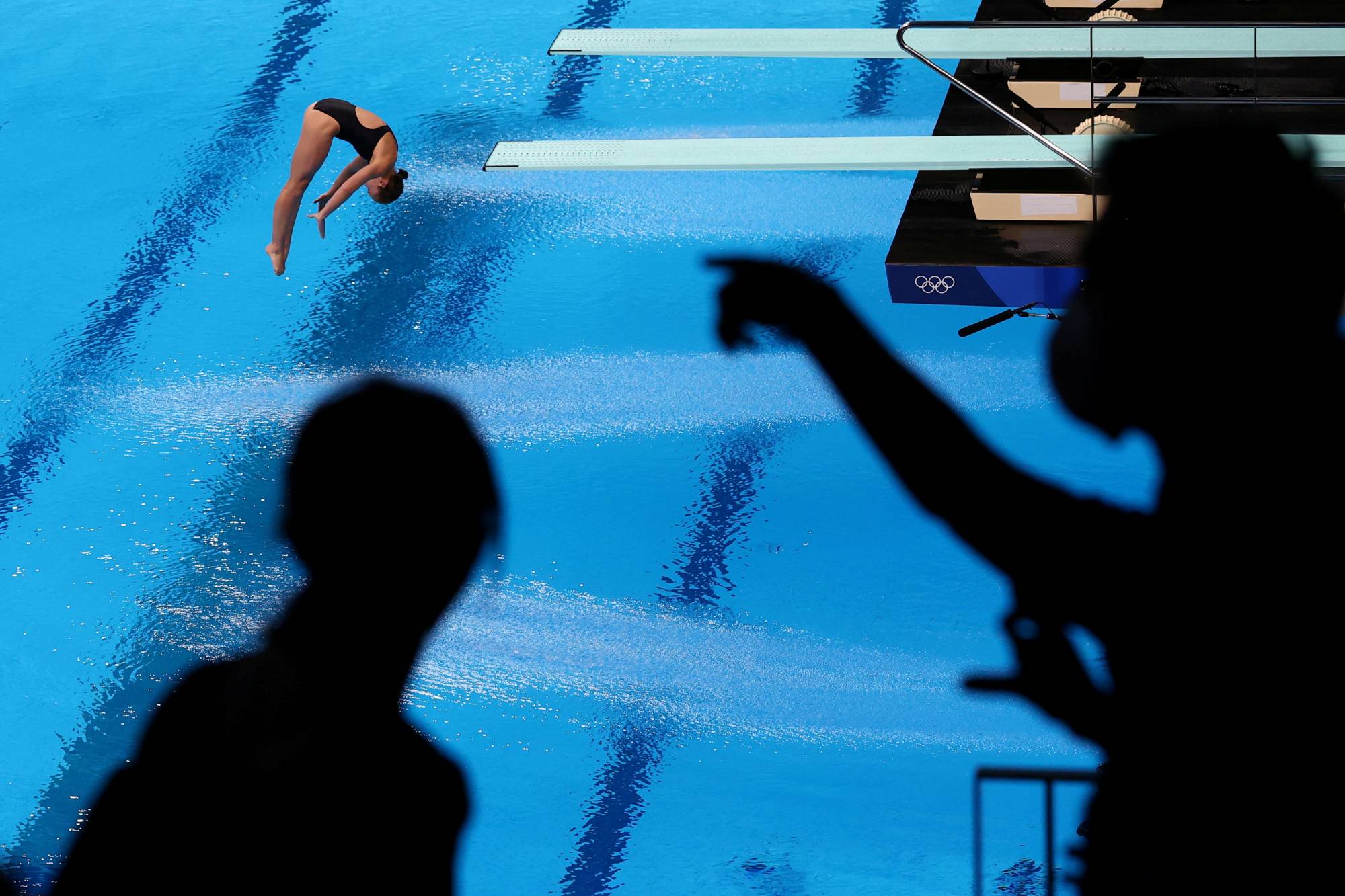 Hailey Hernandez of the United States in action during the women's 3-meter springboard semifinal | REUTERS