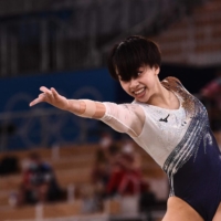 Japan\'s Mai Murakami competes in the artistic gymnastics women\'s floor exercise final during the Tokyo Olympics at the Ariake Gymnastics Center on Monday. | AFP-JIJI