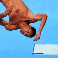 Egypt\'s Mohab Ishak in action during the preliminary round of the men\'s 3-meter springboard | REUTERS