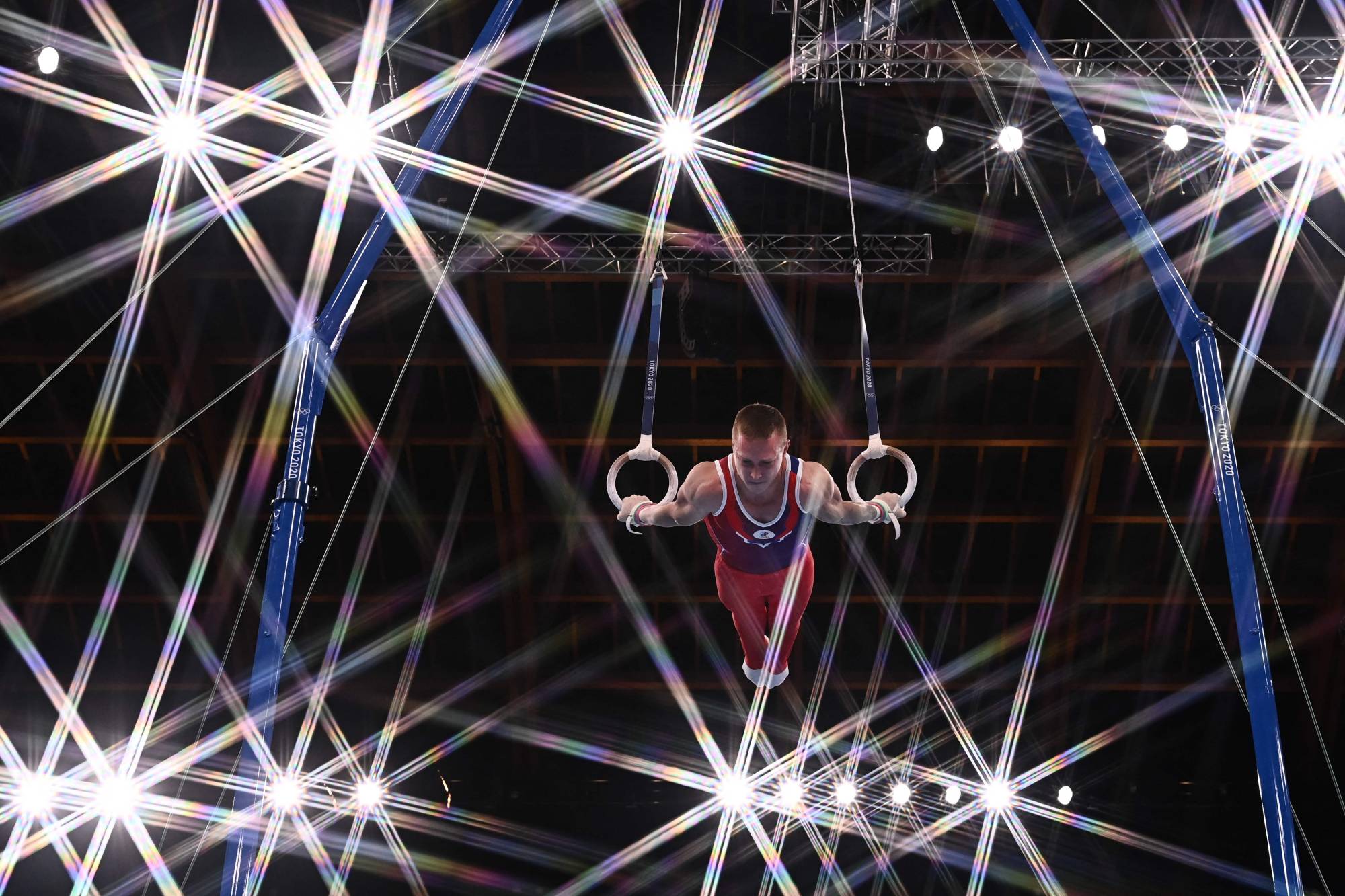 Russia's Denis Abliazin competes in the artistic gymnastics men's rings final | AFP-JIJI