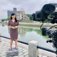Carmen Roberts films a report from Hiroshima in Japan. The host of BBC\'S \"The Travel Show\" has been to more than 70 different countries for work.  | COURTESY OF CARMEN ROBERTS
