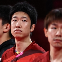 Japan\'s Tomokazu Harimoto, Jun Mizutani and Koki Niwa before their semifinal match with Germany | REUTERS