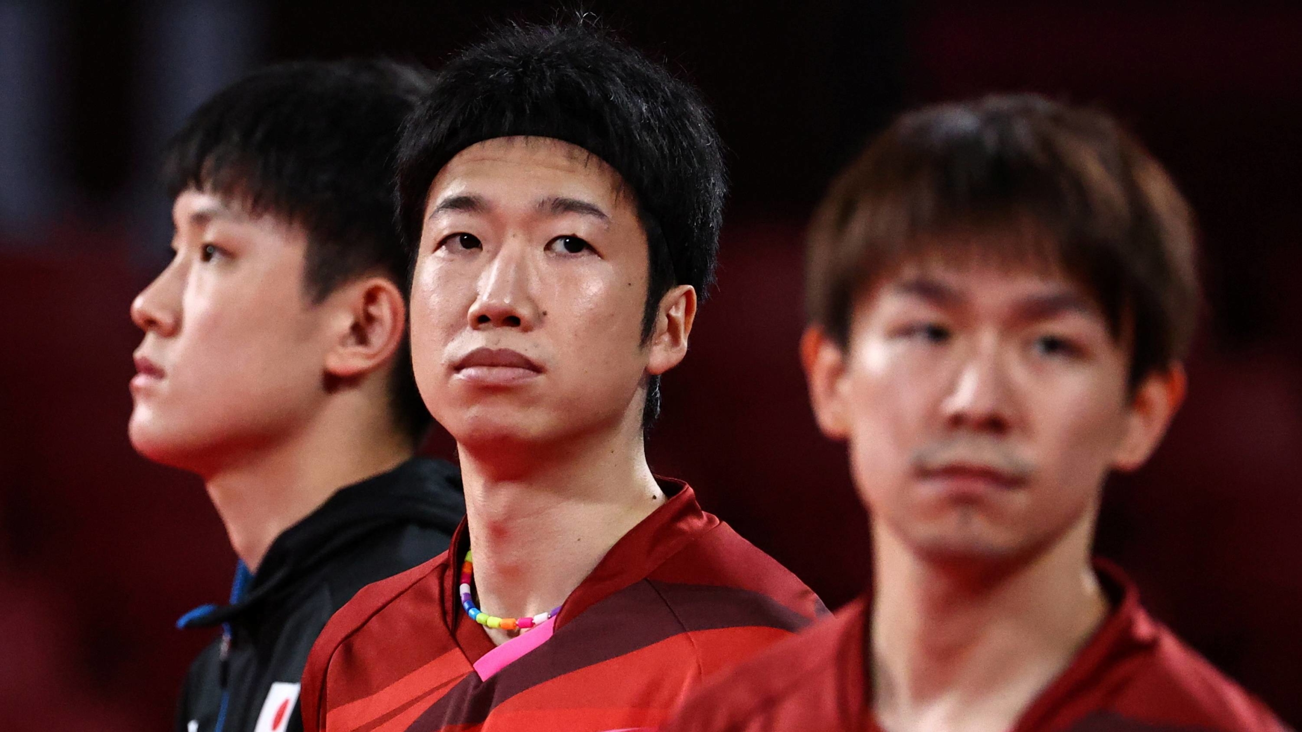 Japan's Tomokazu Harimoto, Jun Mizutani and Koki Niwa before their semifinal match with Germany | REUTERS