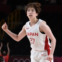 Japan\'s Saki Hayashi celebrates her team\'s win in the women\'s quarterfinals against Belgium.  | AFP-JIJI