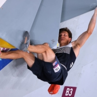 Nathaniel Coleman of the United States was the only climber to reach the goal on two boulders during the bouldering competition.  | REUTERS