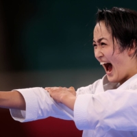 Japan\'s Kiyou Shimizu competes in the women\'s kata ranking round at Tokyo\'s Nippon Budokan on Thursday as karate makes its long awaited Olympic debut.  | REUTERS
