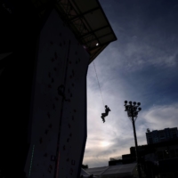 Nathaniel Coleman of the United States in action during the speed competition of men\'s sport climbing. | REUTERS
