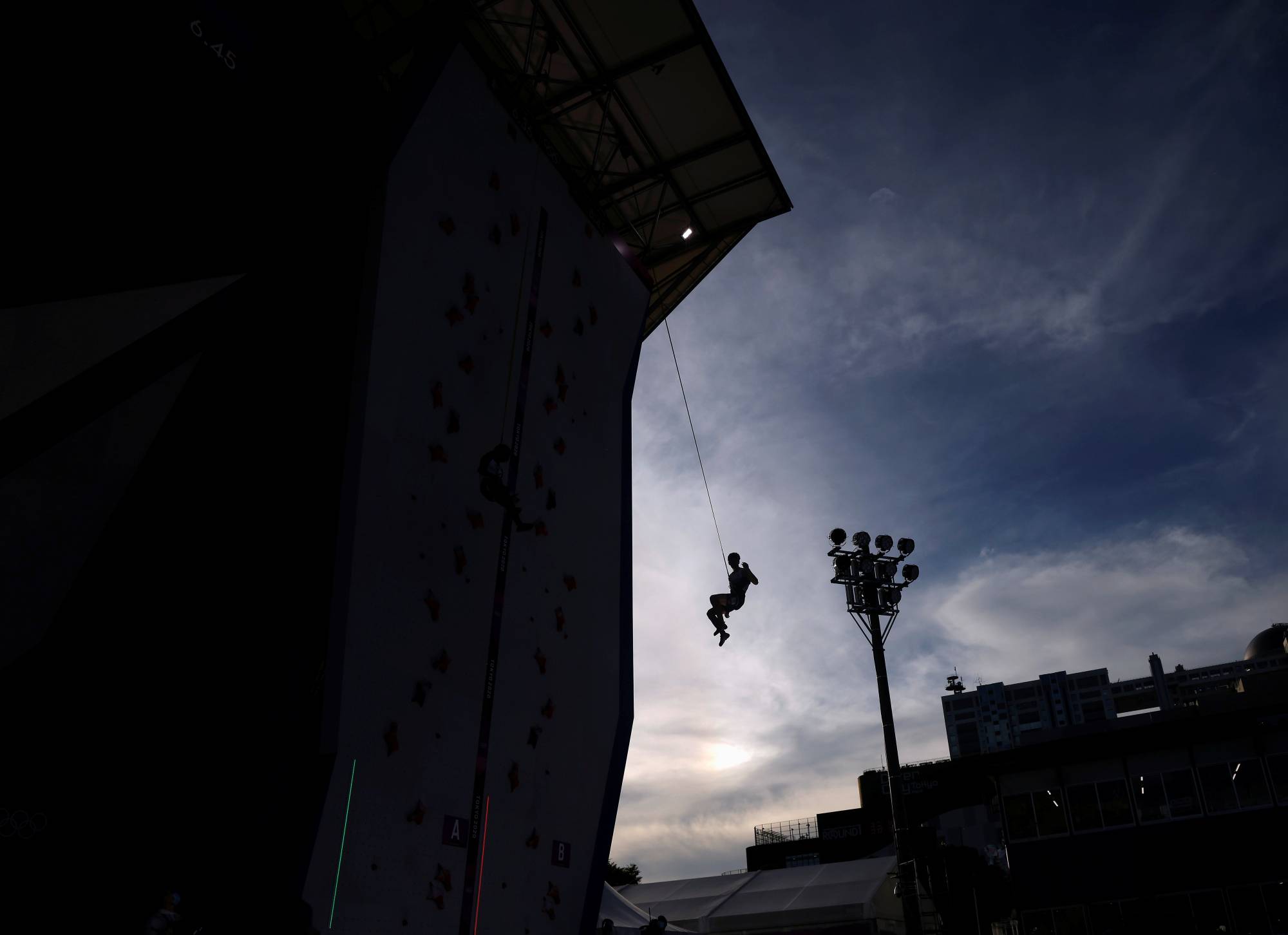 Nathaniel Coleman of the United States in action during the speed competition of men's sport climbing. | REUTERS