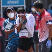 Claudio Villanueva Flores of Ecuador after the men\'s 50-km race walk on Friday in Sapporo.  | REUTERS