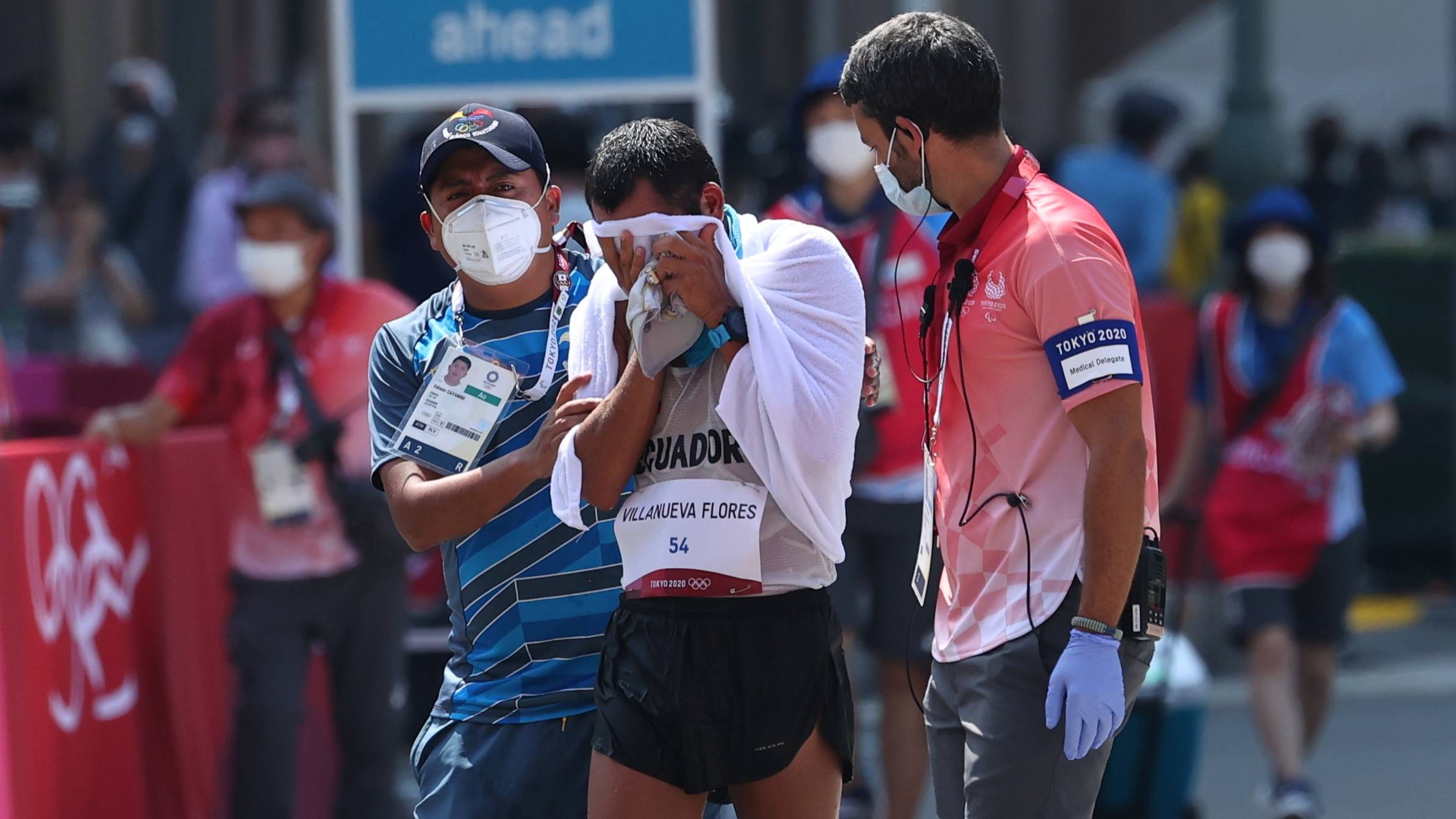 Claudio Villanueva Flores of Ecuador after the men's 50-km race walk on Friday in Sapporo. | Reuters