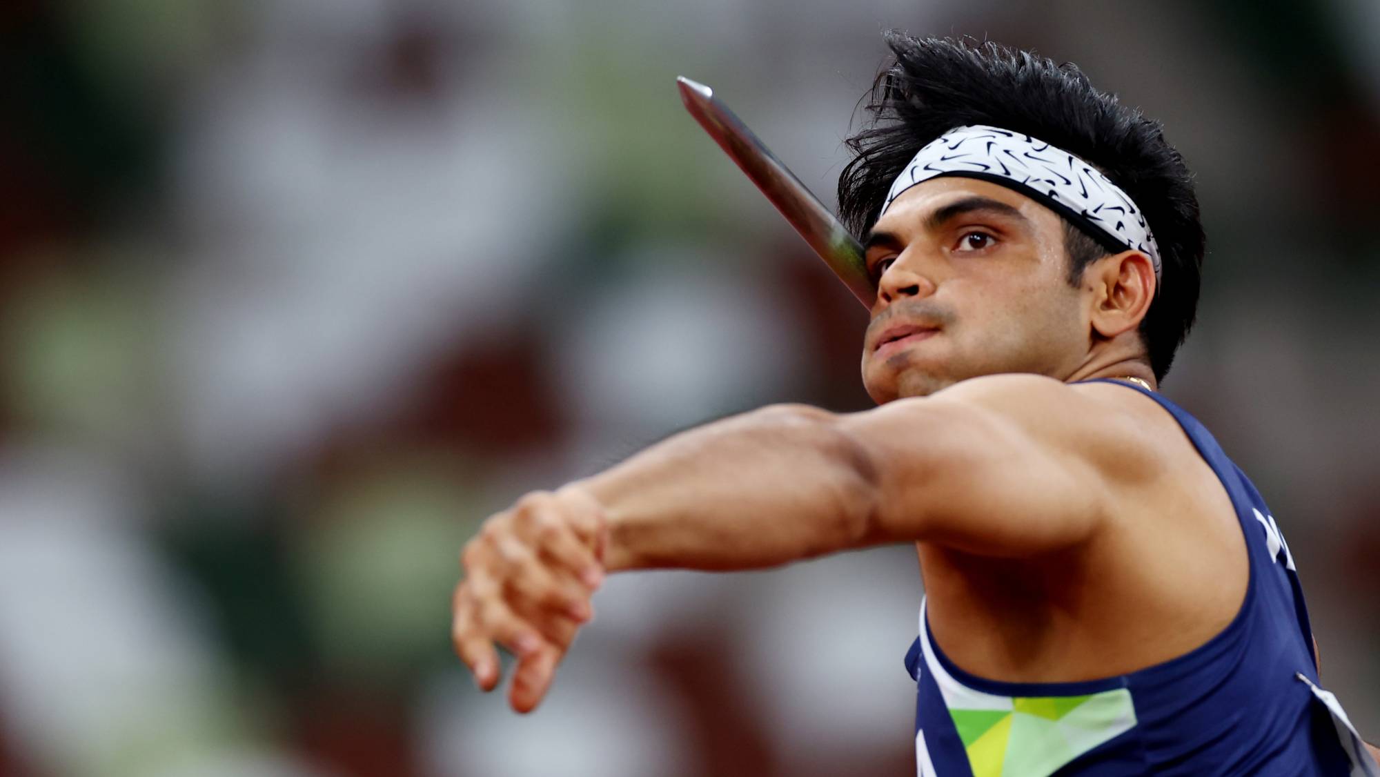 India's Neeraj Chopra in action Saturday at the Olympic Stadium. | AFP-JIJI