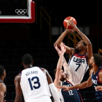 USA\'s Kevin Durant in action during the final of the men\'s basketball against France at the Saitama Super Arena | REUTERS