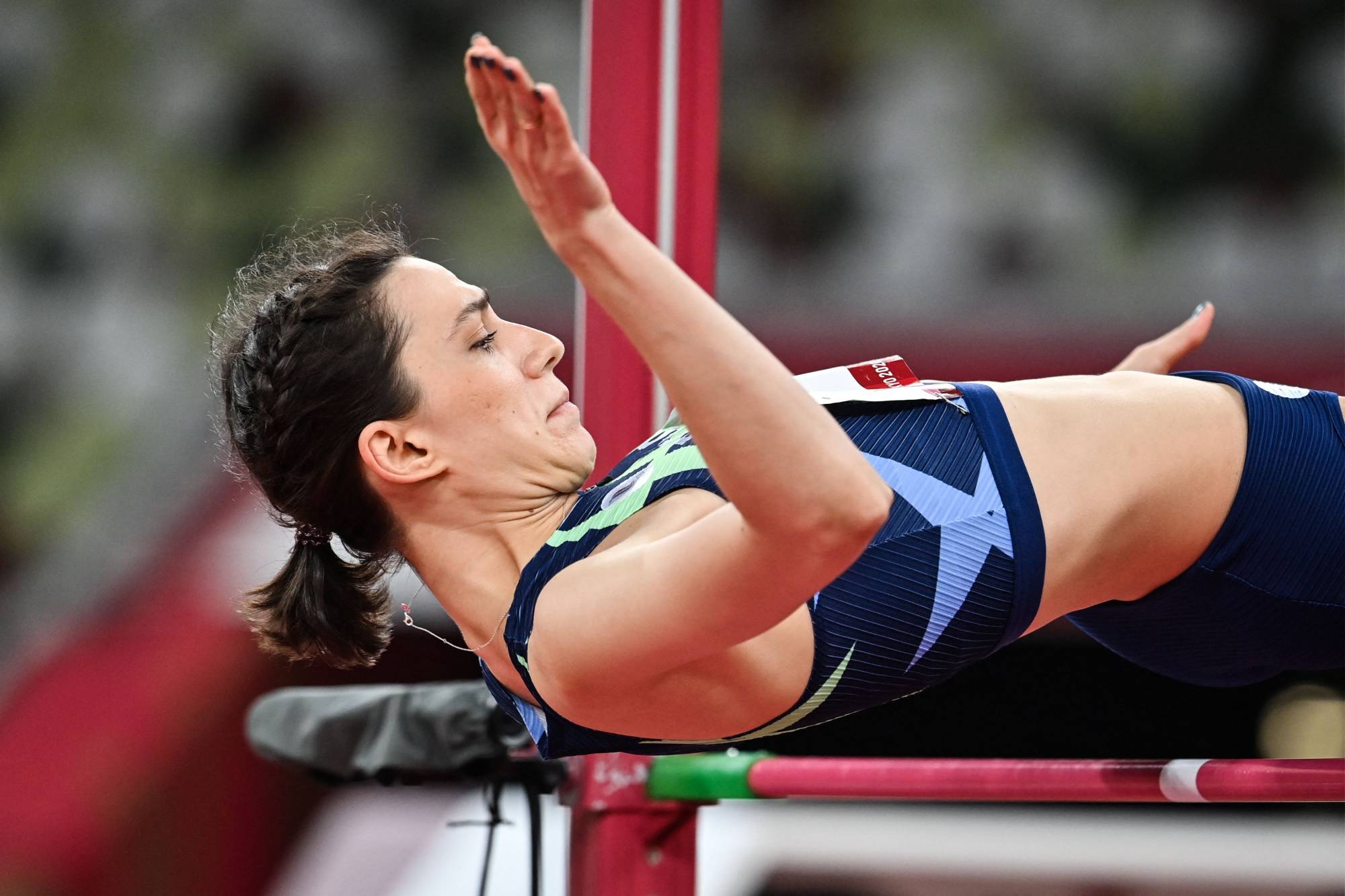 Mariya Lasitskene on her way to winning gold in the women's high jump final. | AFP-JIJI