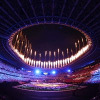 Fireworks explode at Tokyo\'s National Stadium during the closing ceremony of the Olympics.  | REUTERS