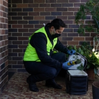 Bilal El-Hayek, a local government councilor and community leader, volunteers with Meals on Wheels to deliver food to members of vulnerable communities during a lockdown to curb the spread of COVID-19 in the Canterbury-Bankstown area of southwest Sydney on Aug. 4. | REUTERS